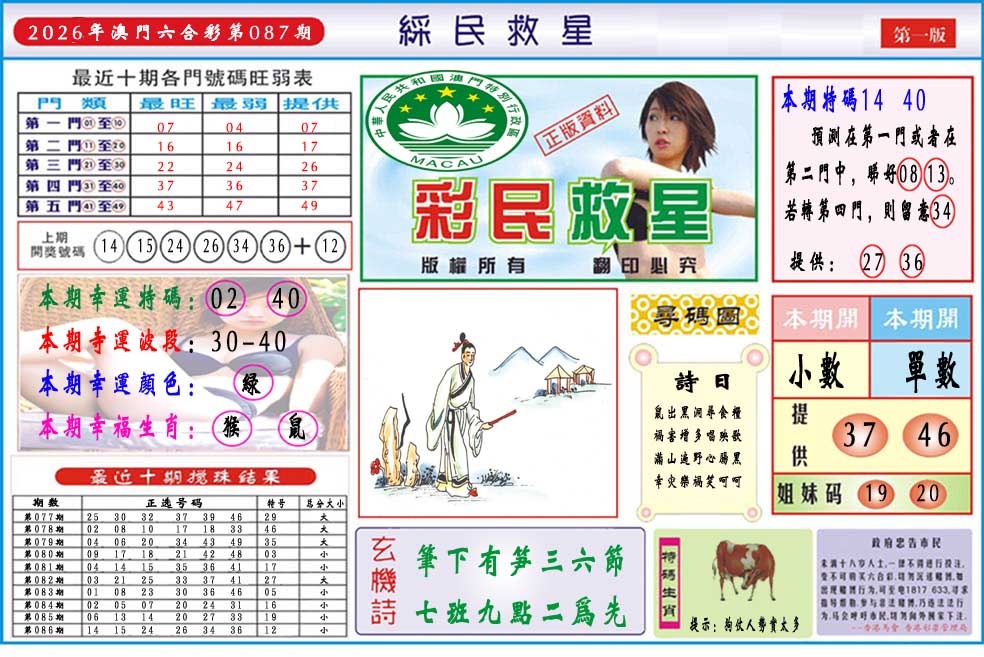 087期彩民救星A[图]